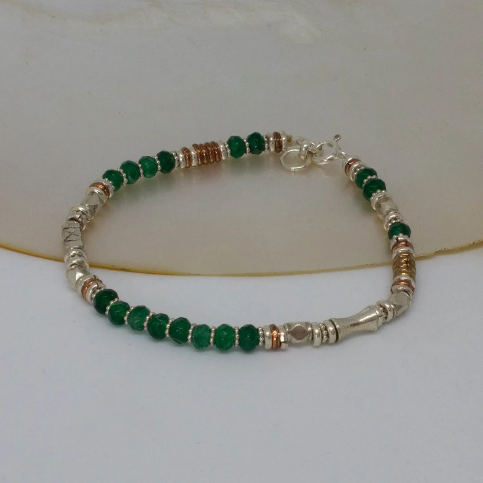 Green Onyx and Mixed Metals Bracelet