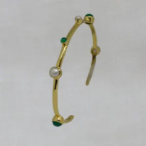 Green Onyx and Pearl Cuff Bracelet