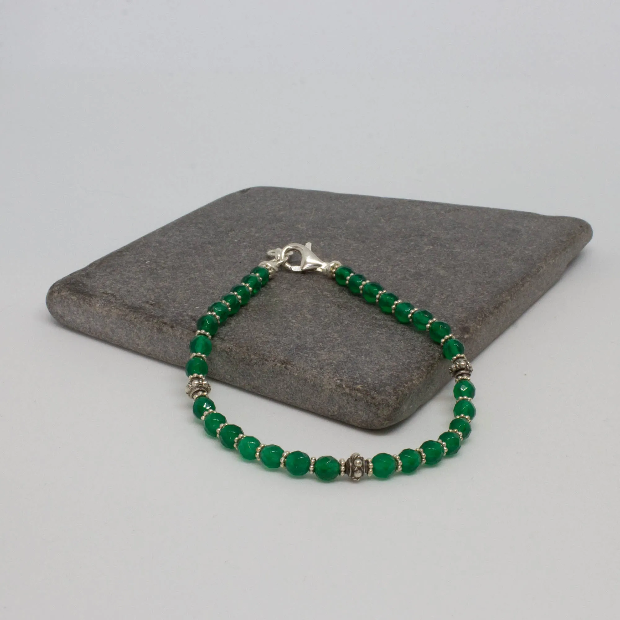 Green Onyx and Silver Bracelet