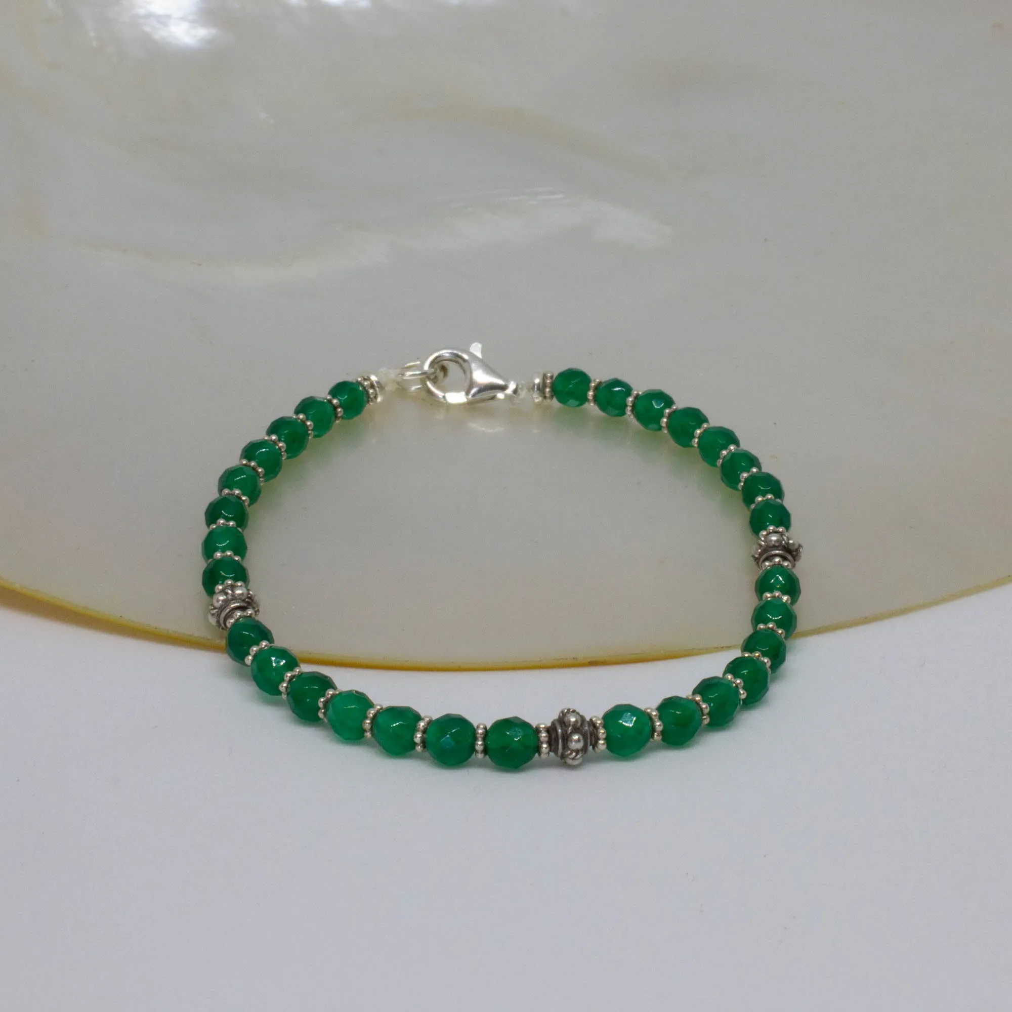Green Onyx and Silver Bracelet
