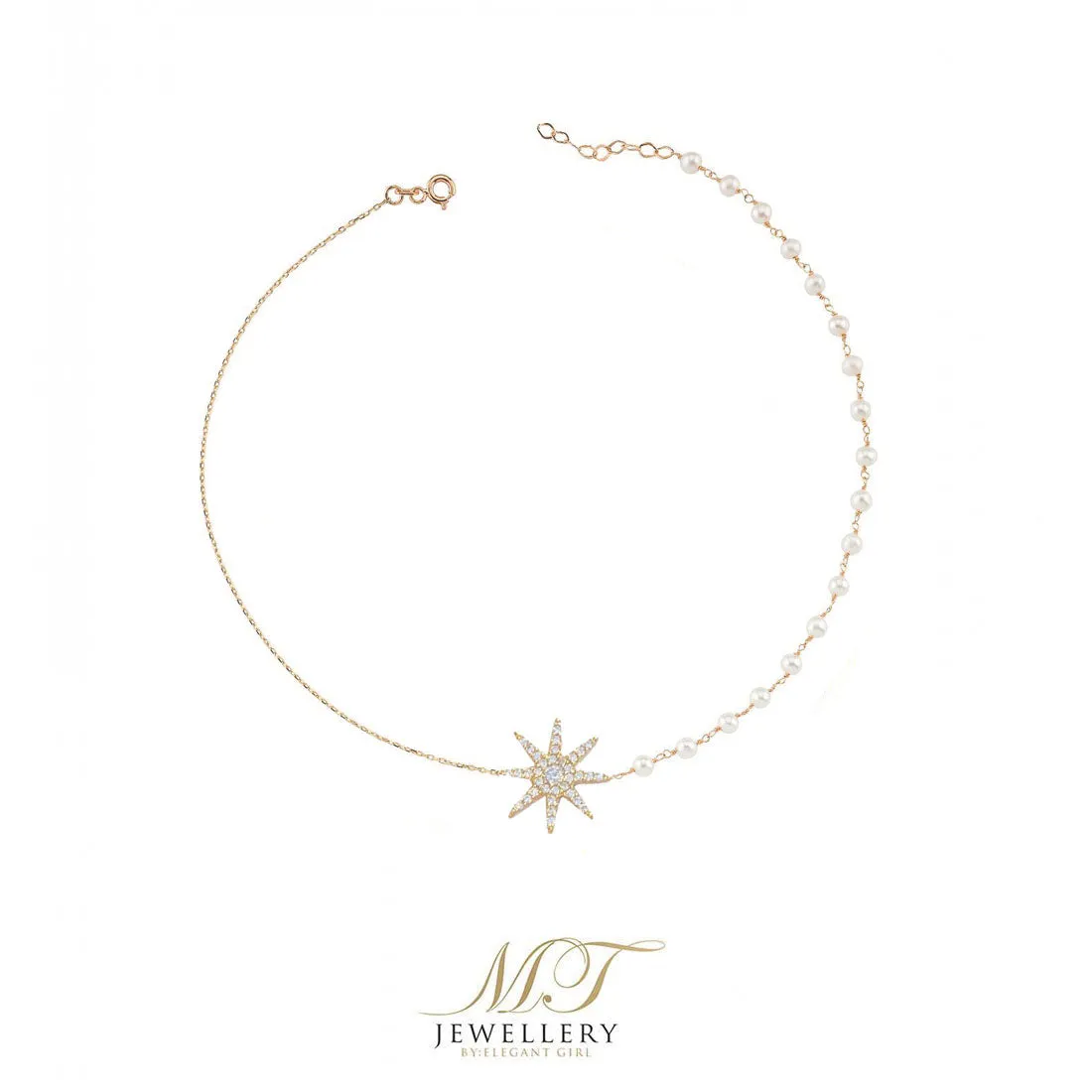 HALF PEARLS STAR BRACELET