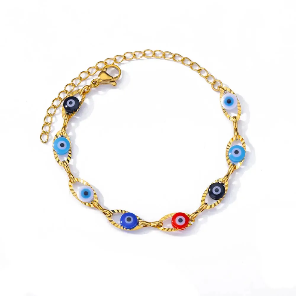 Hand Evil Eye Bracelet For Women Stainless Steel Zircon Bracelet Bangle Turkish Luxury Couple Jewelry Sets pulseras bijoux femme