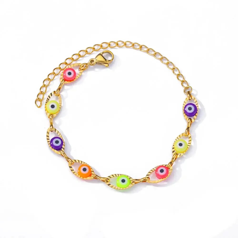 Hand Evil Eye Bracelet For Women Stainless Steel Zircon Bracelet Bangle Turkish Luxury Couple Jewelry Sets pulseras bijoux femme