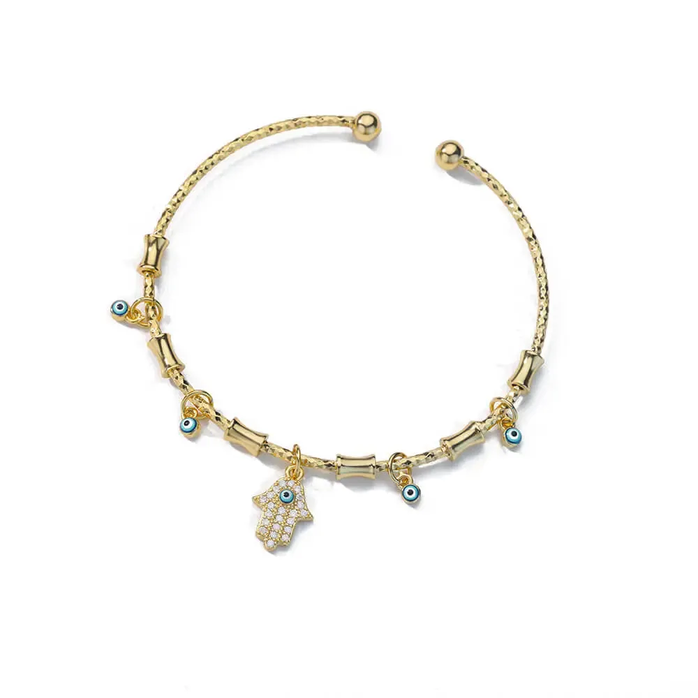 Hand Evil Eye Bracelet For Women Stainless Steel Zircon Bracelet Bangle Turkish Luxury Couple Jewelry Sets pulseras bijoux femme