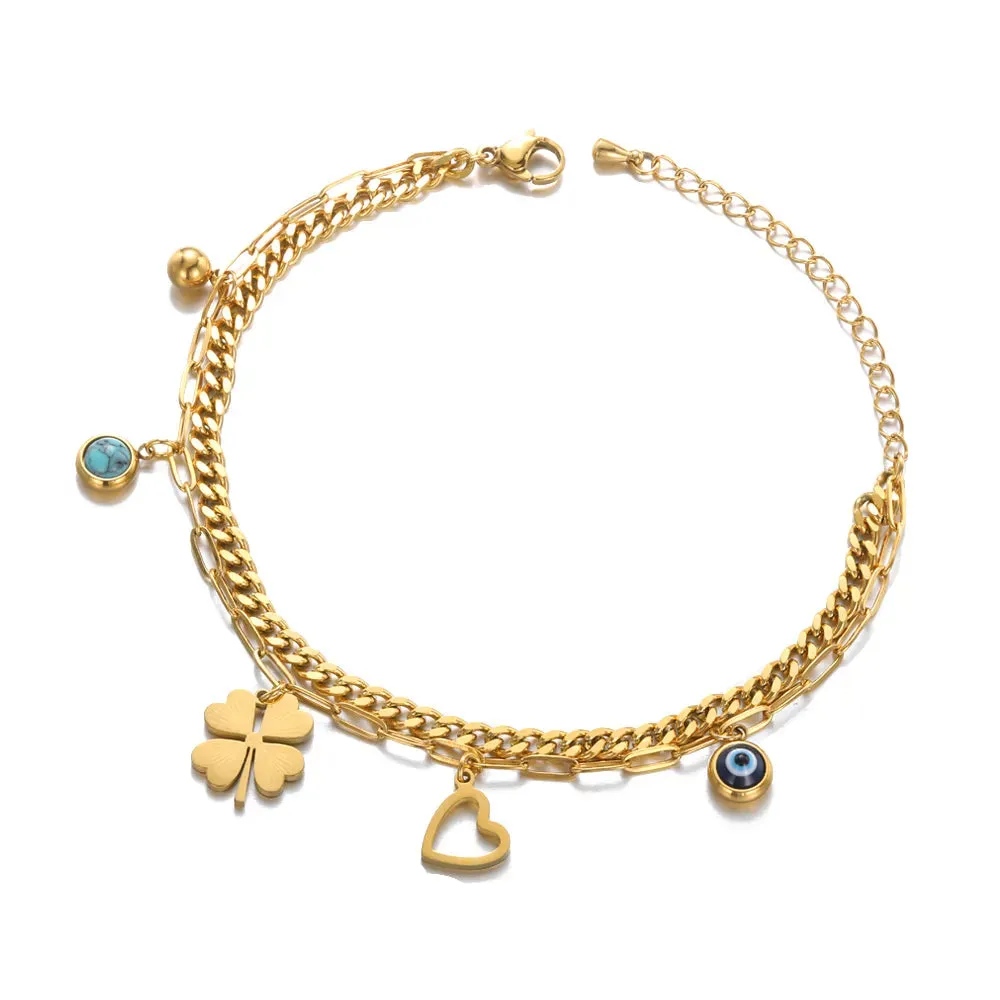 Hand Evil Eye Bracelet For Women Stainless Steel Zircon Bracelet Bangle Turkish Luxury Couple Jewelry Sets pulseras bijoux femme