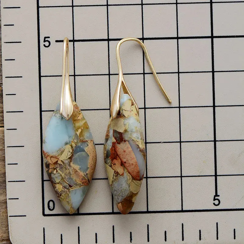 'Jasper' Leaf Dangle Earrings - purple