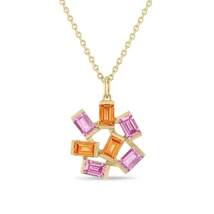 Large Jubilation Pendant Necklace: Pink and Orange Sapphire