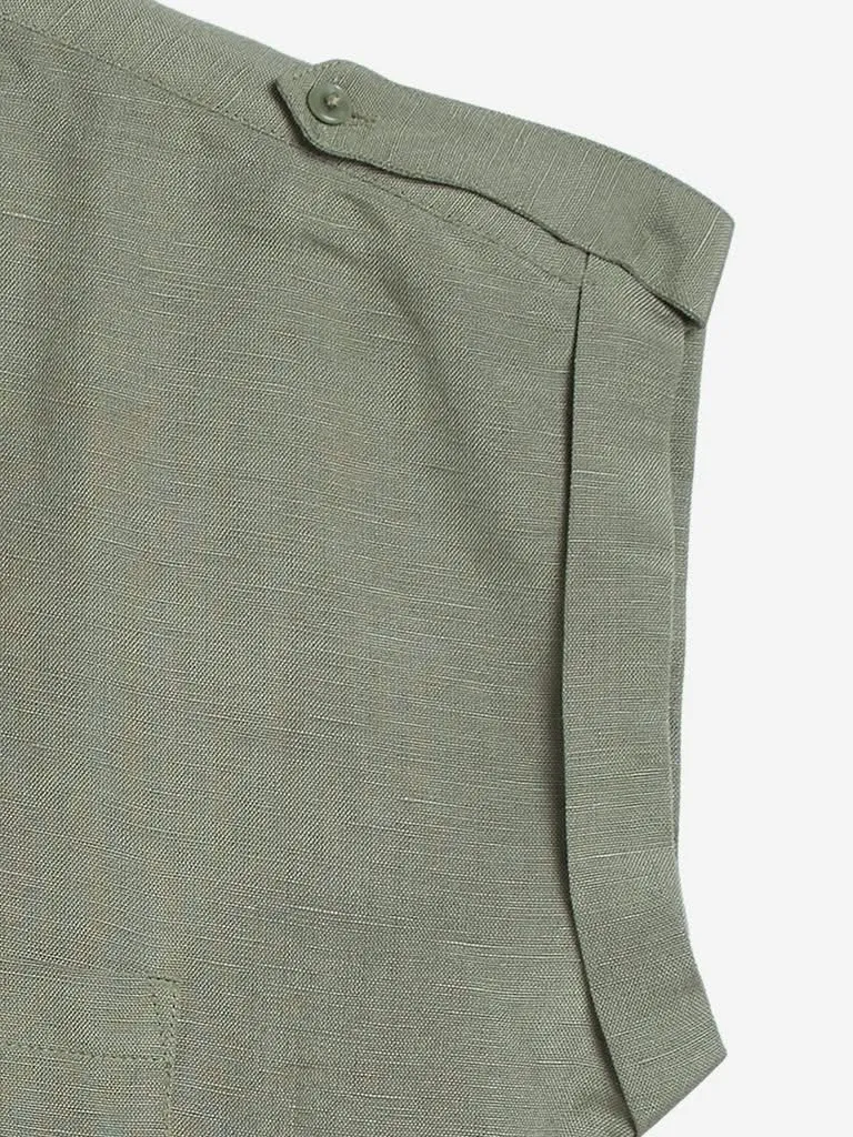 LOV Sage Topaz Collared Top