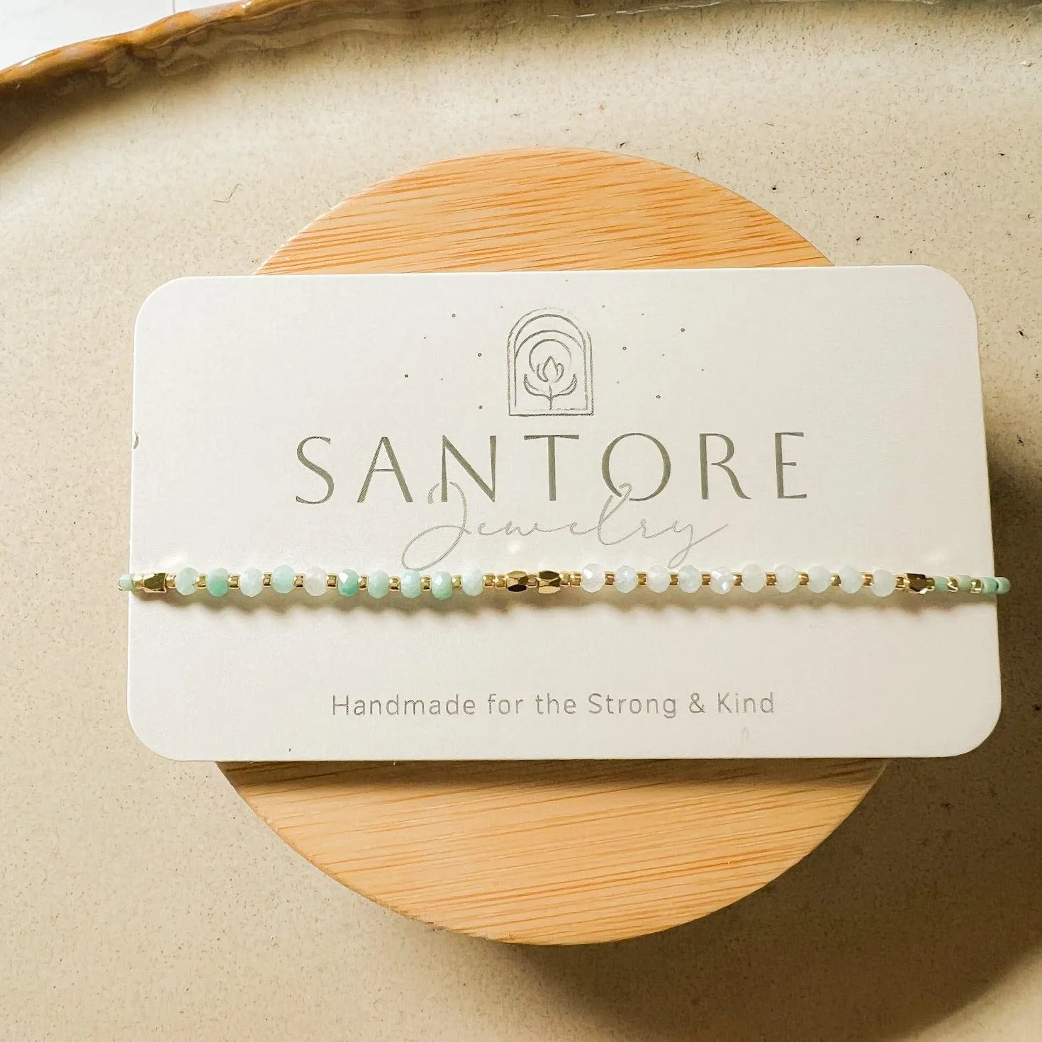 Lulu: Gemstone and Seed Bead Thread Bracelet - Adjustable
