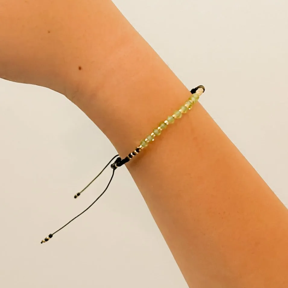 Lulu: Gemstone and Seed Bead Thread Bracelet - Adjustable