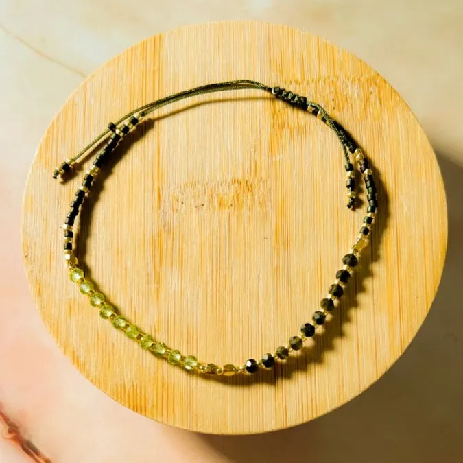 Lulu: Gemstone and Seed Bead Thread Bracelet - Adjustable