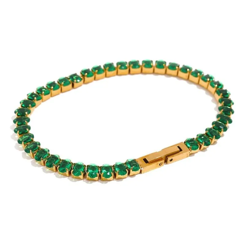 Luxury Tennis Zircon Bling Jewelry Set Necklace Bracelet for Women Party