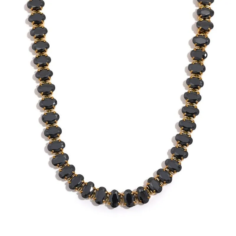 Luxury Tennis Zircon Bling Jewelry Set Necklace Bracelet for Women Party
