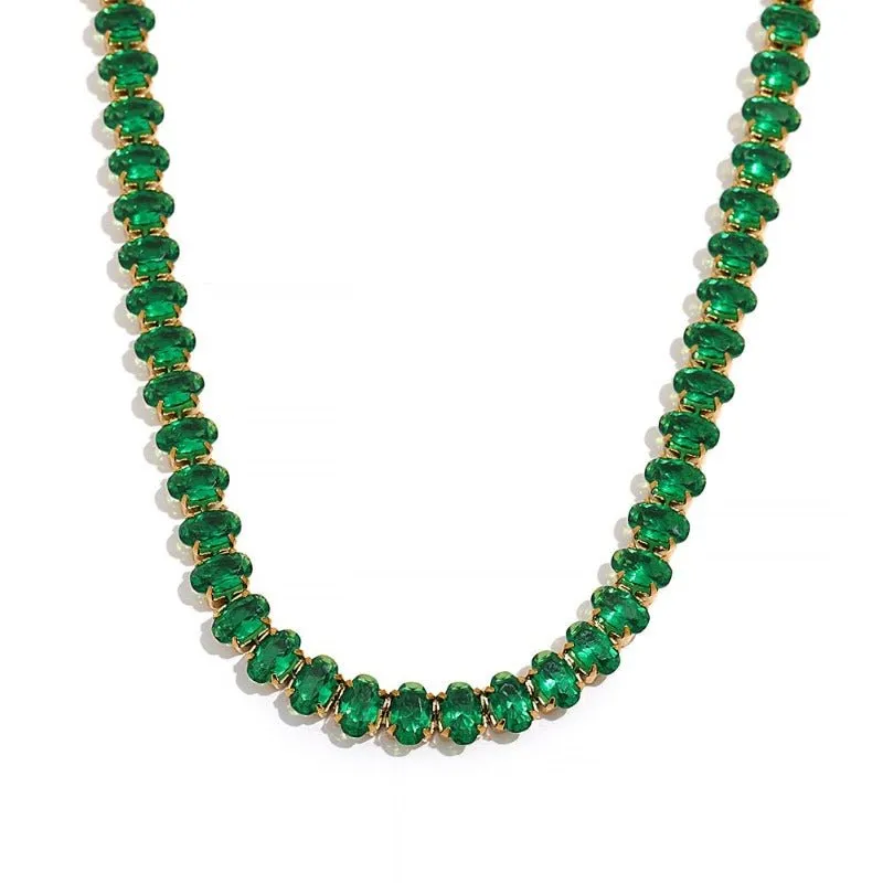 Luxury Tennis Zircon Bling Jewelry Set Necklace Bracelet for Women Party