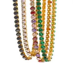 Luxury Tennis Zircon Bling Jewelry Set Necklace Bracelet for Women Party
