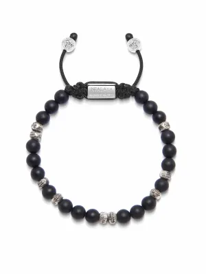Men's Beaded Bracelet with Matte Onyx and Silver Beads