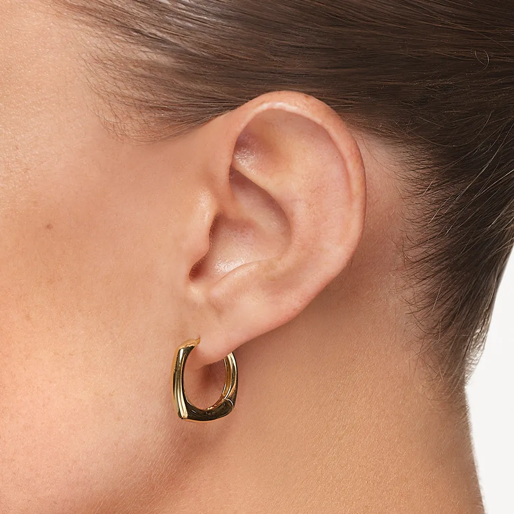Midi Square Edge Hoops in Gold