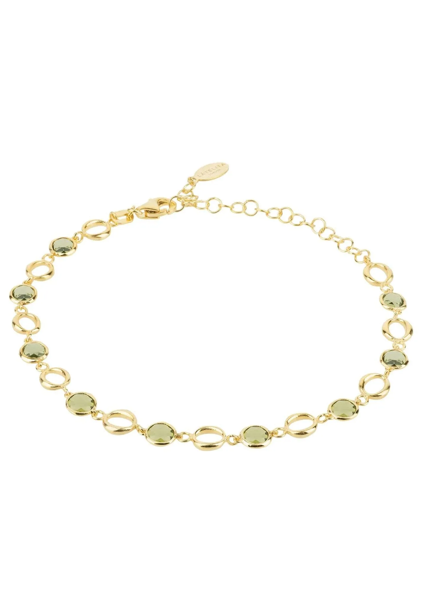 Milan Link Gemstone Bracelet Gold Peridot