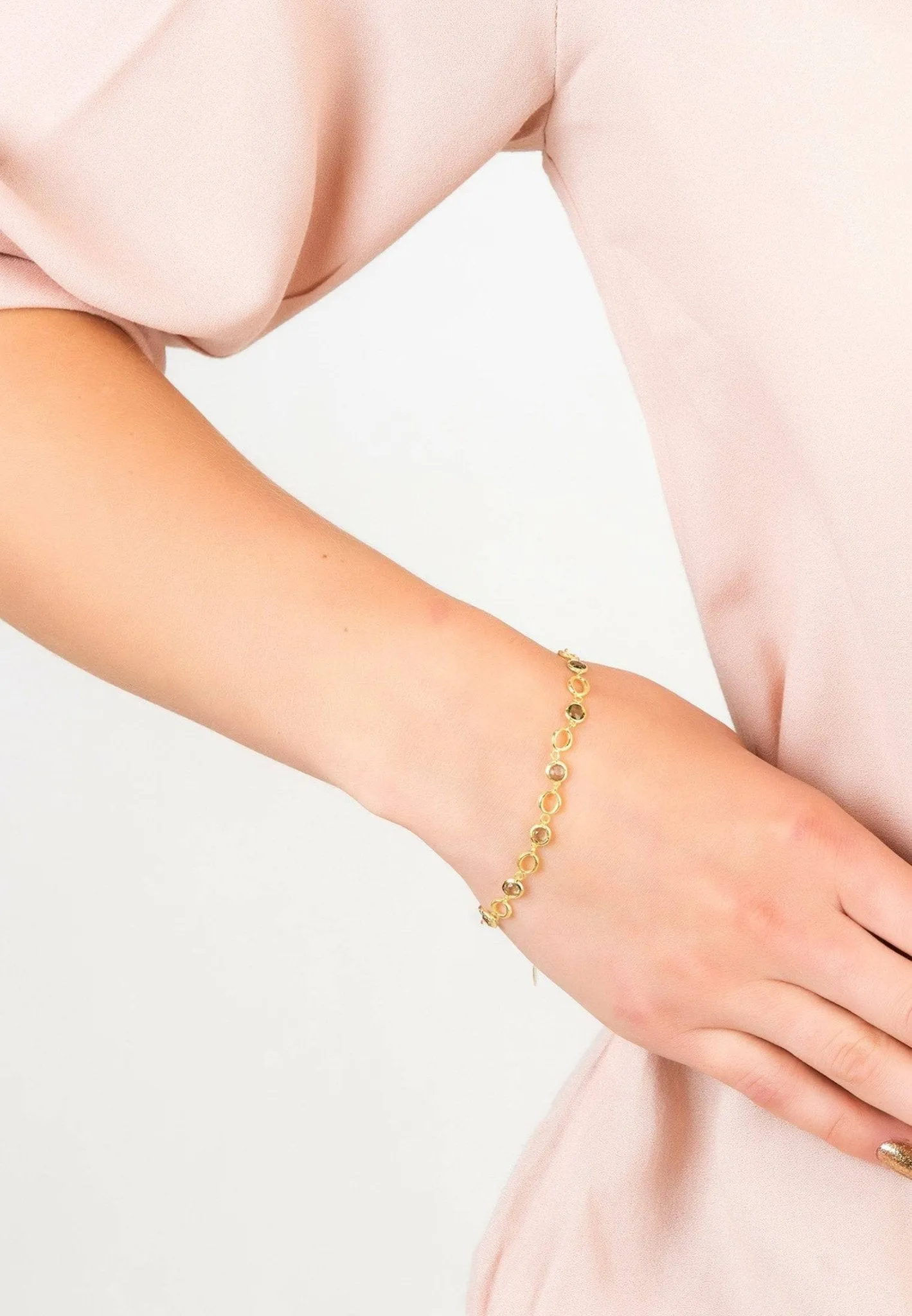 Milan Link Gemstone Bracelet Gold Peridot