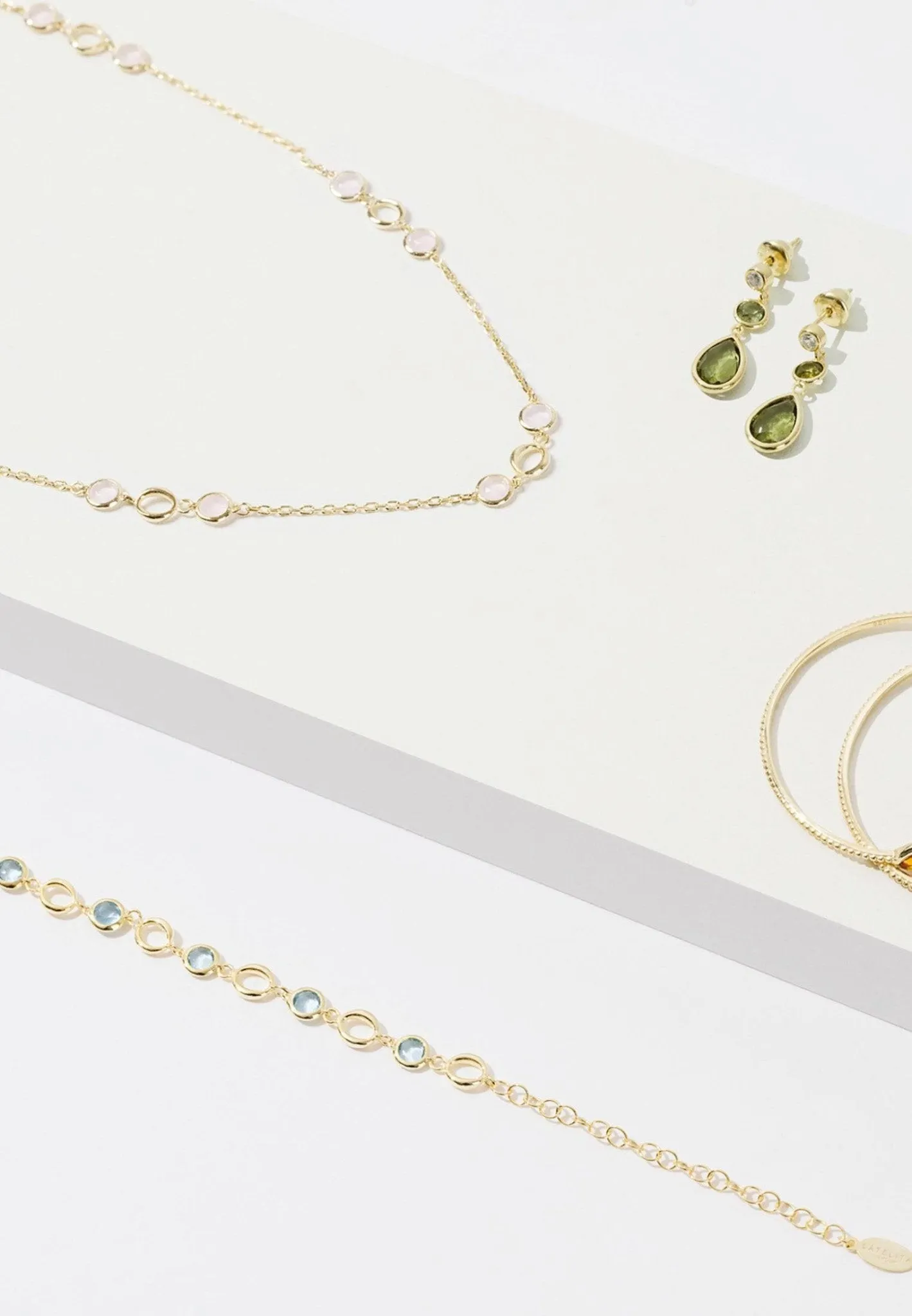 Milan Link Gemstone Bracelet Gold Peridot