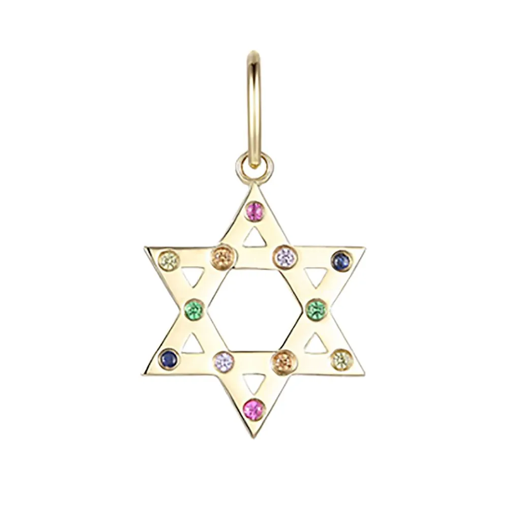 Multicolor Sapphire Star Pendant 15mm