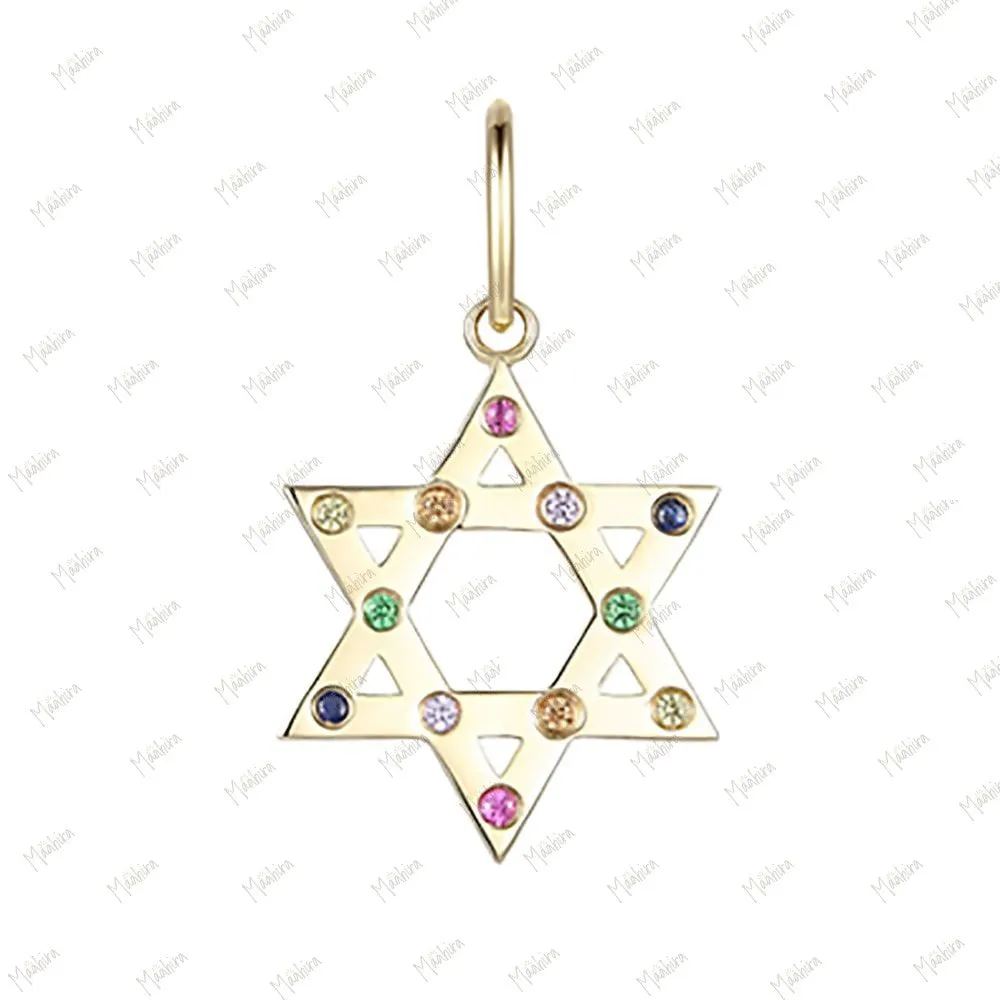 Multicolor Sapphire Star Pendant 15mm