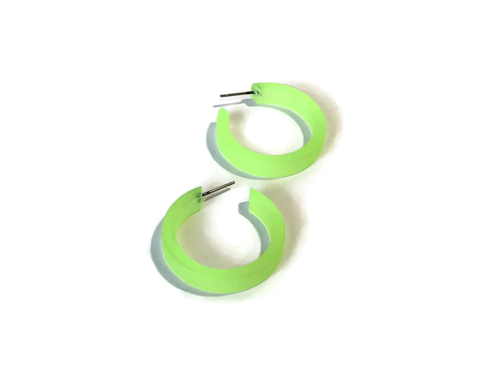 Neon Green Small Classic Hoop Earrings