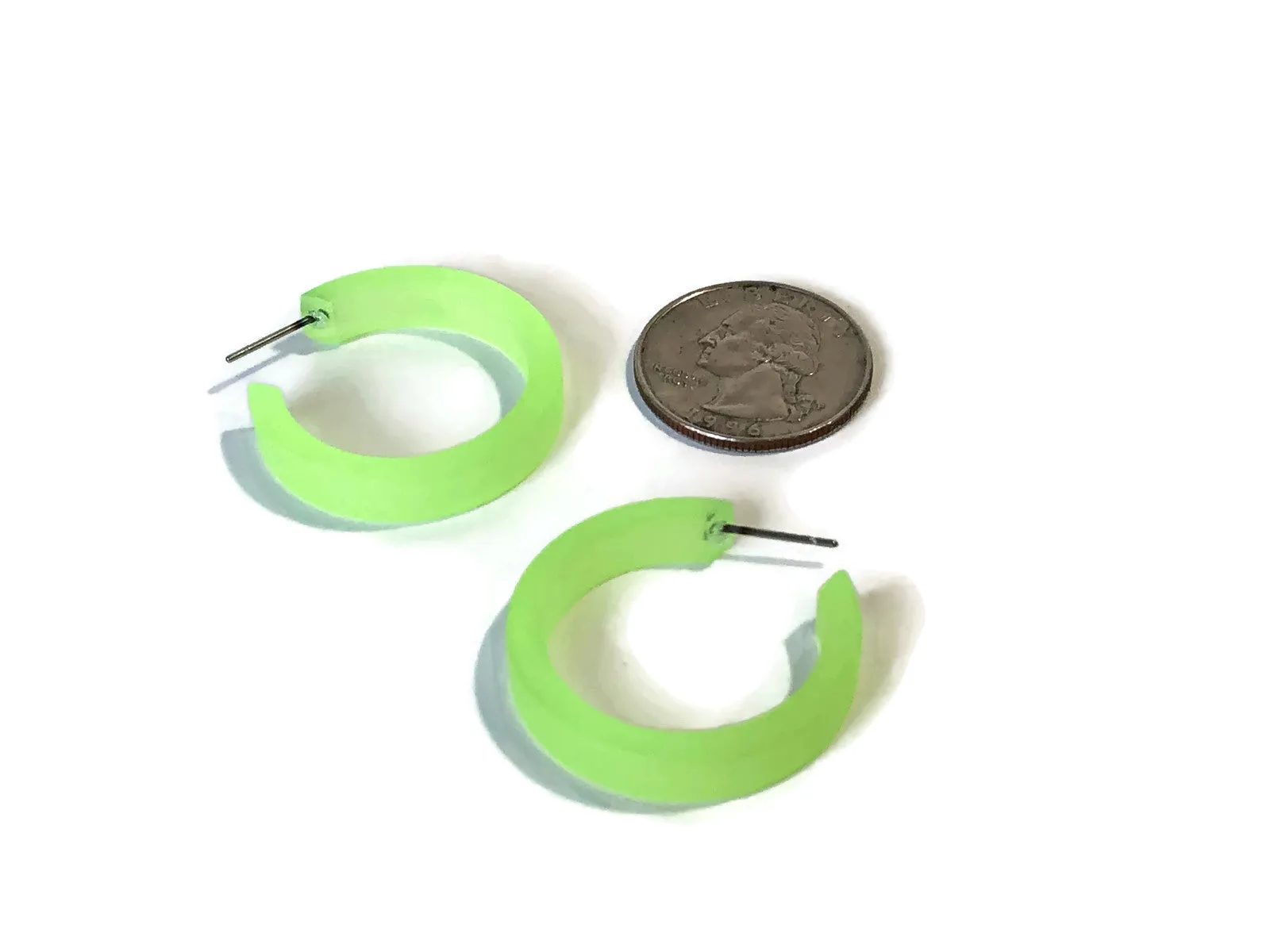 Neon Green Small Classic Hoop Earrings