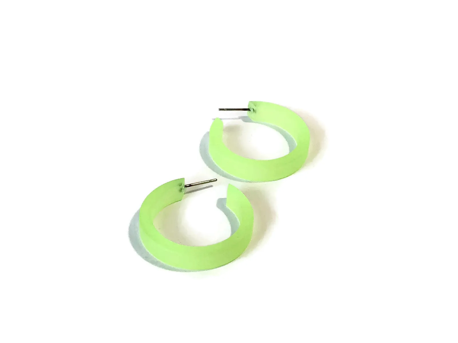 Neon Green Small Classic Hoop Earrings