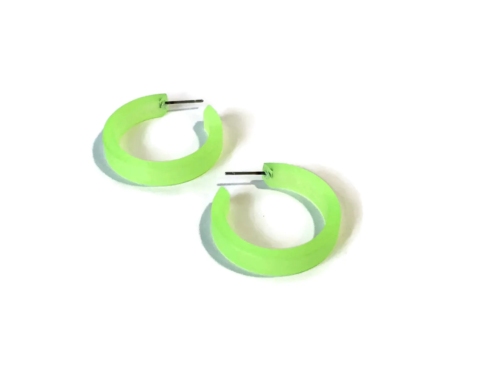 Neon Green Small Classic Hoop Earrings