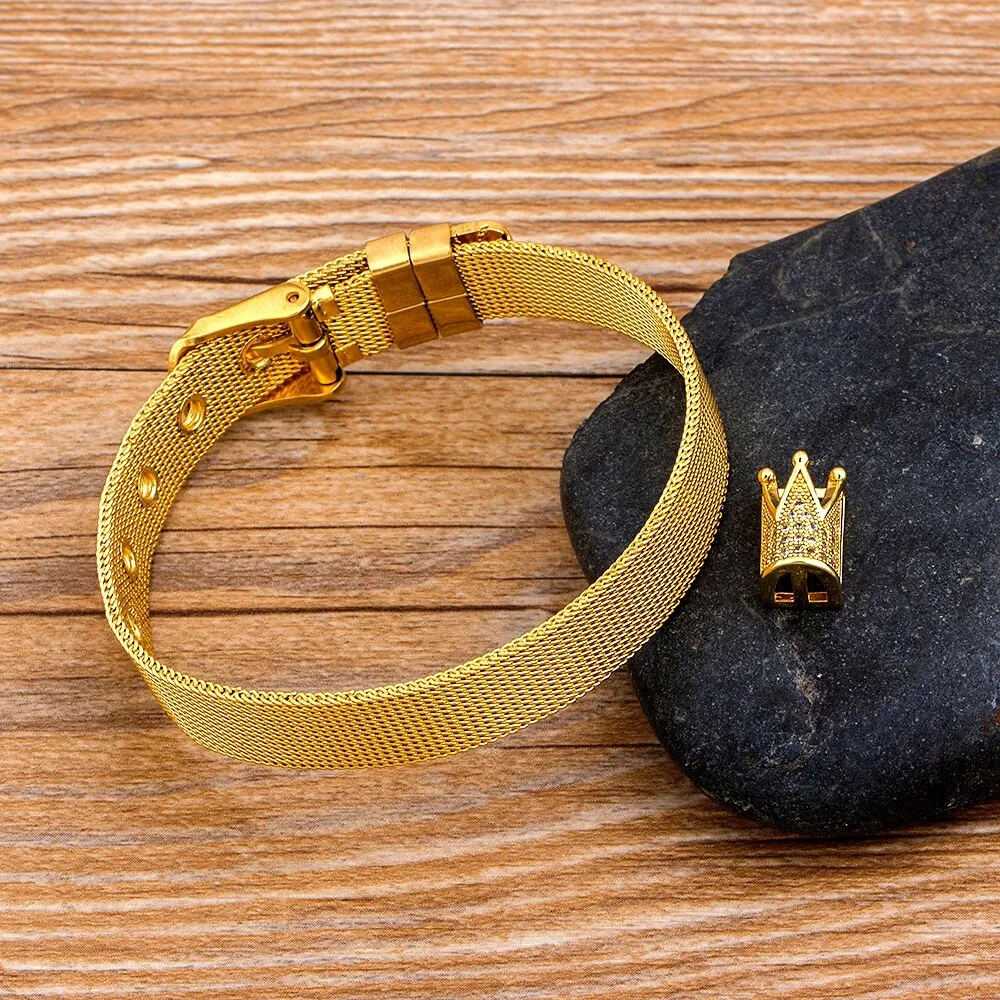 New Classic Adjustable Bracelet Top Quality CZ Crown Women Width Watch
