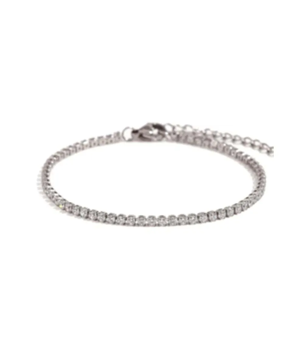 Nude Rose Stainless Steel 4Mm Zircon Chain Bracelet