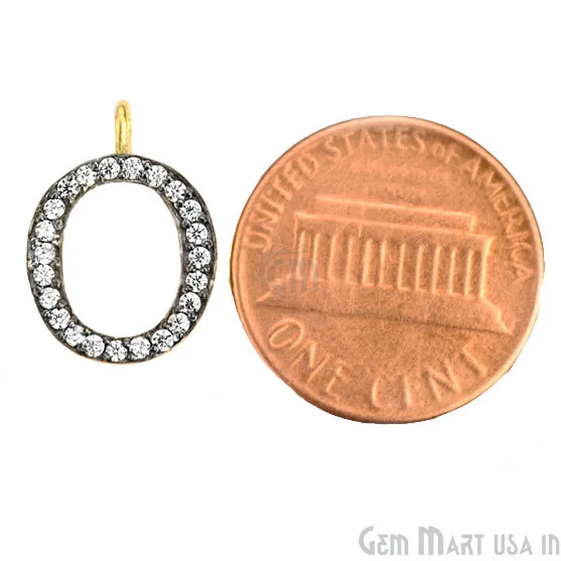 'O' Alphabet Charm CZ Pave Gold Vermeil Charm for Bracelet & Pendants