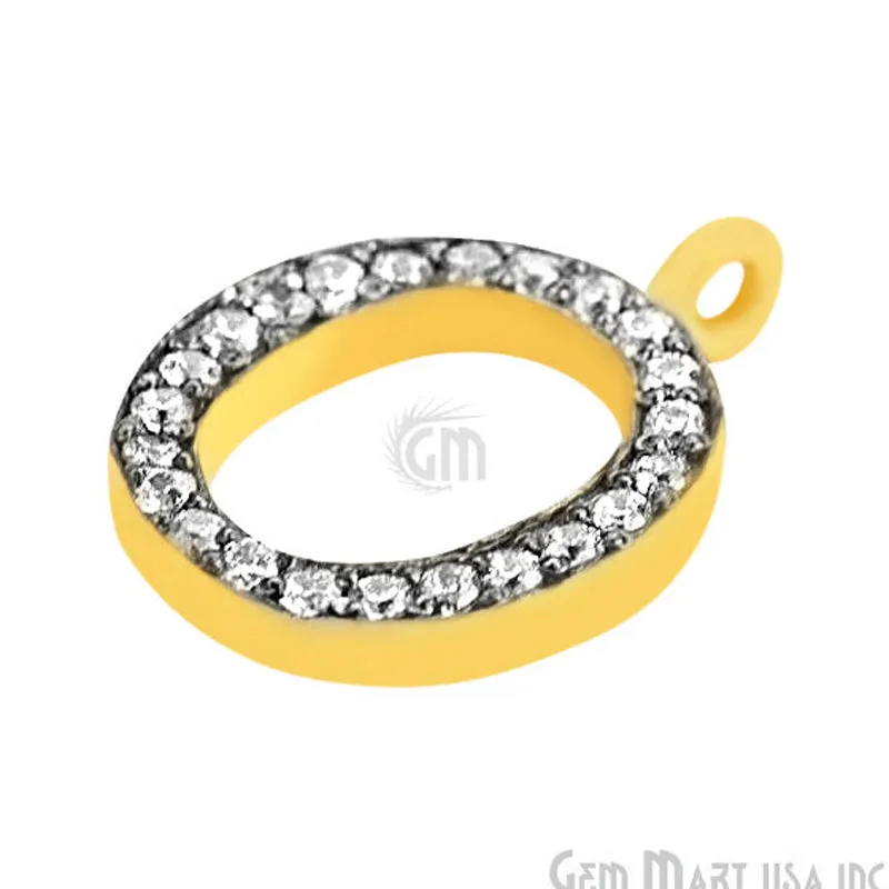 'O' Alphabet Charm CZ Pave Gold Vermeil Charm for Bracelet & Pendants