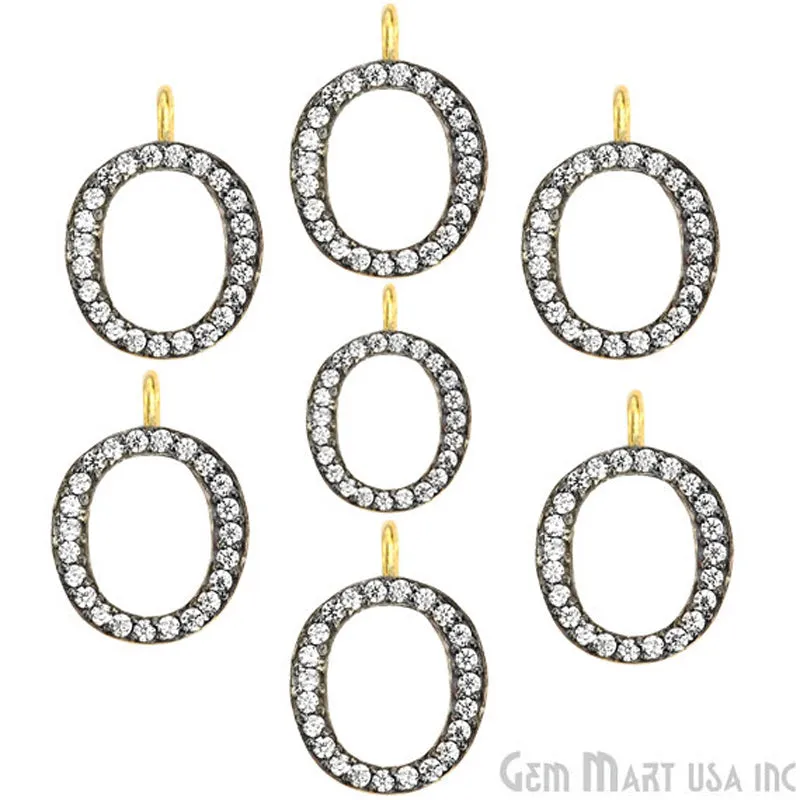'O' Alphabet Charm CZ Pave Gold Vermeil Charm for Bracelet & Pendants