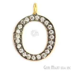 'O' Alphabet Charm CZ Pave Gold Vermeil Charm for Bracelet & Pendants