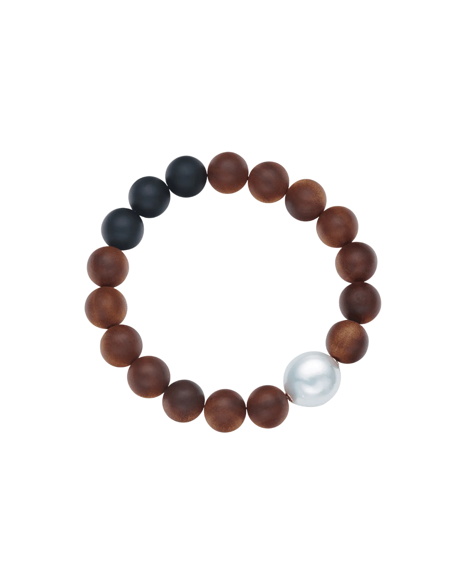 Onyx Kimberley Dusk Single Pearl Bracelet | 15mm Baroque Pearl, Onyx, and Sandalwood
