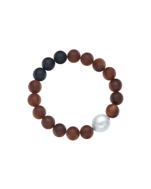 Onyx Kimberley Dusk Single Pearl Bracelet | 15mm Baroque Pearl, Onyx, and Sandalwood