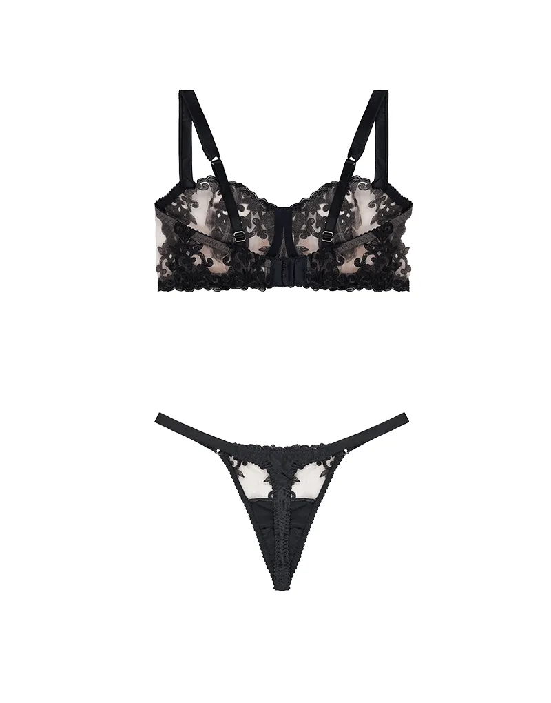 Onyx Luxury Balcony Bra & Silk Thong