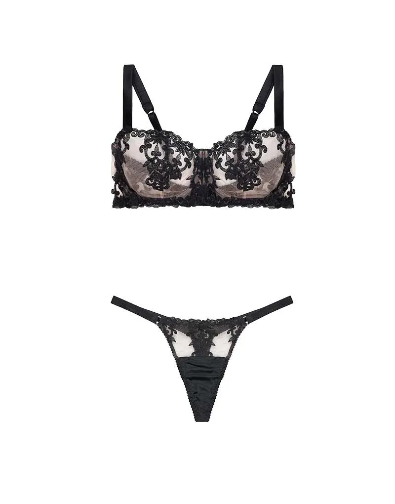 Onyx Luxury Balcony Bra & Silk Thong
