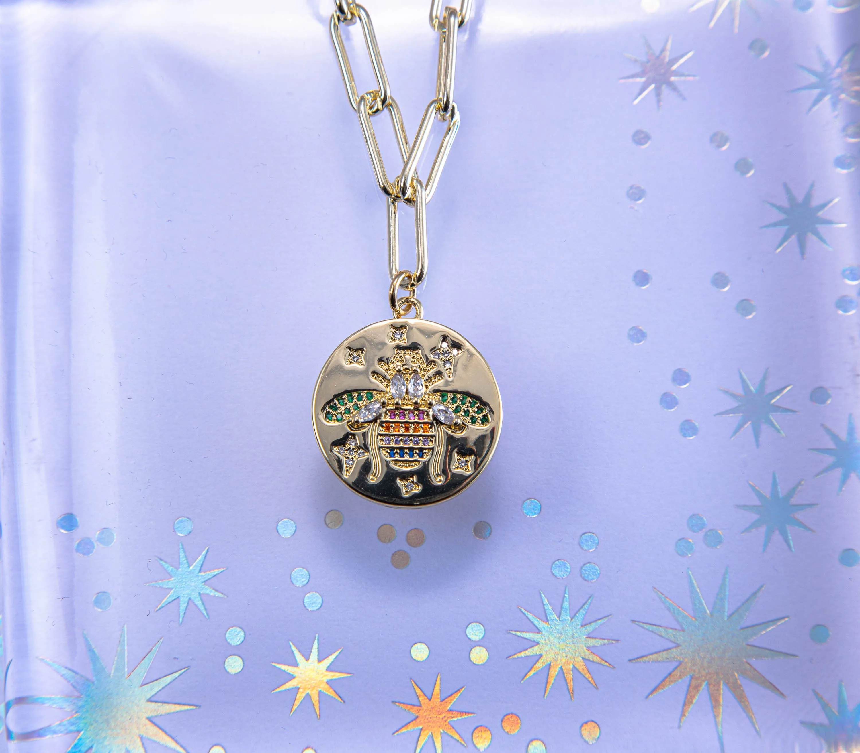 Paved Bumble Bee Necklace
