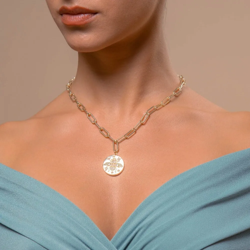 Paved Bumble Bee Necklace