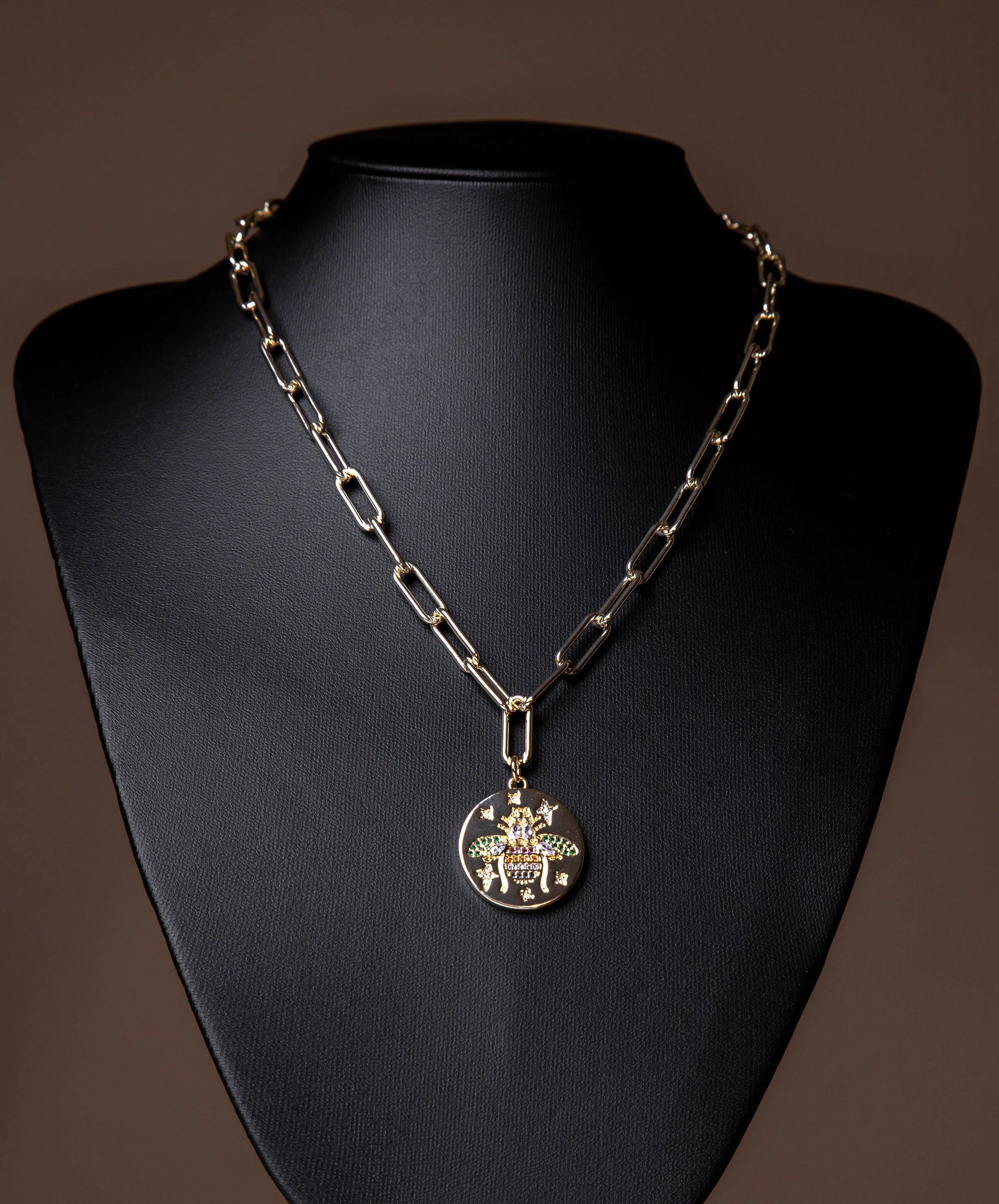 Paved Bumble Bee Necklace