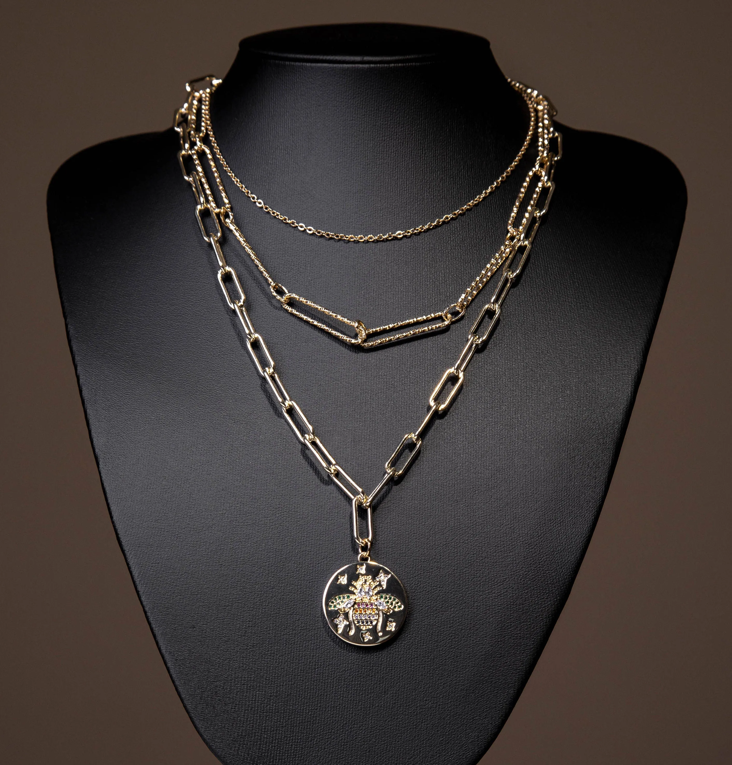 Paved Bumble Bee Necklace