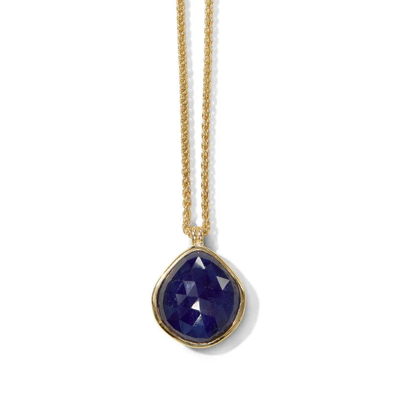 Pebble Necklace, Blue Sapphire, 9kt Yellow Gold