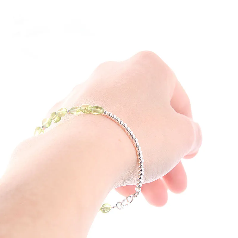 Peridot Bead Bracelets August Birthstone Handmade Gemstone Jewelry Accessories for Women
