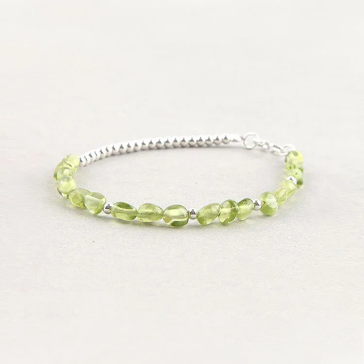 Peridot Bead Bracelets August Birthstone Handmade Gemstone Jewelry Accessories for Women