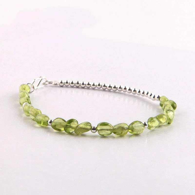 Peridot Bead Bracelets August Birthstone Handmade Gemstone Jewelry Accessories for Women