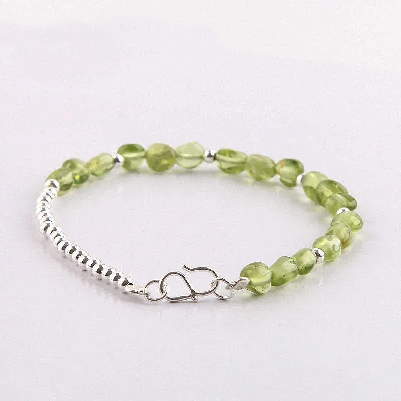Peridot Bead Bracelets August Birthstone Handmade Gemstone Jewelry Accessories for Women