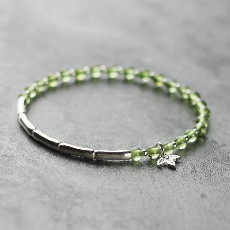 Peridot Beaded Bracelet Handmade Gemstone Jewelry Accessories Gifts For Women